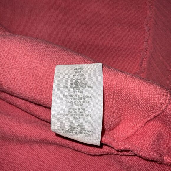 LOGO  Lori Goldstein Jacket Womens Size XL Pink Terry Pockets Open Front Hooded - Picture 8 of 12